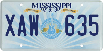 MS license plate XAW635