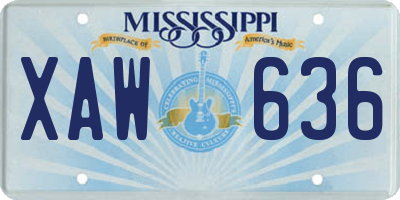 MS license plate XAW636