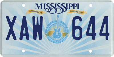 MS license plate XAW644