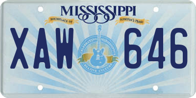 MS license plate XAW646