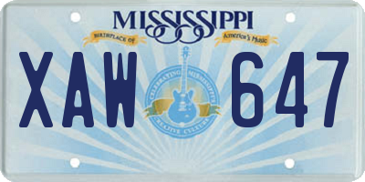 MS license plate XAW647
