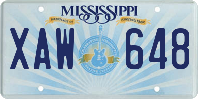 MS license plate XAW648