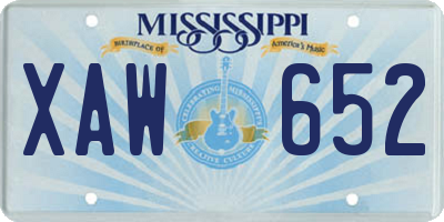 MS license plate XAW652