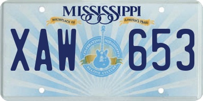 MS license plate XAW653