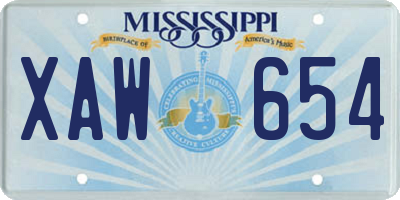 MS license plate XAW654