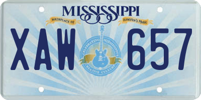 MS license plate XAW657