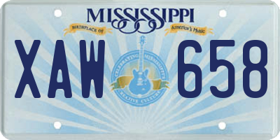MS license plate XAW658