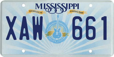 MS license plate XAW661