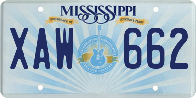MS license plate XAW662