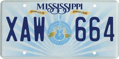 MS license plate XAW664