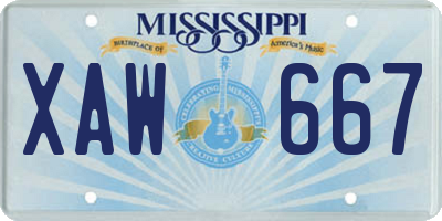 MS license plate XAW667