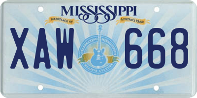 MS license plate XAW668