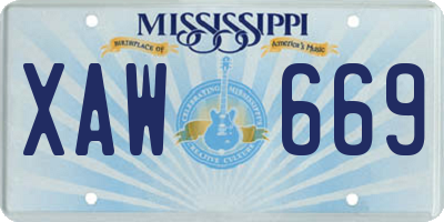 MS license plate XAW669