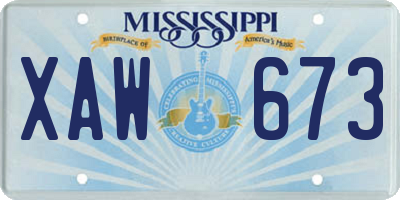 MS license plate XAW673
