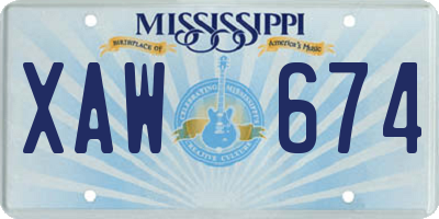 MS license plate XAW674