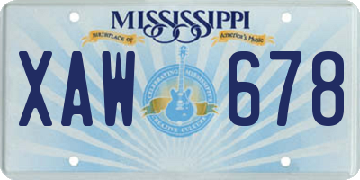 MS license plate XAW678