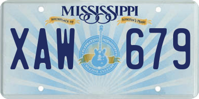 MS license plate XAW679