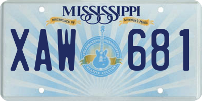 MS license plate XAW681