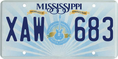 MS license plate XAW683