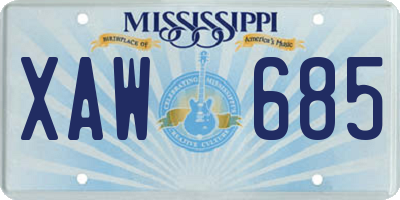 MS license plate XAW685