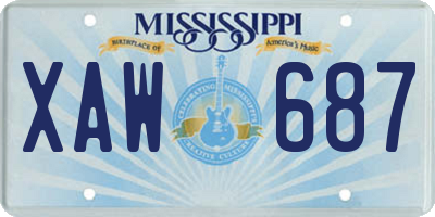 MS license plate XAW687