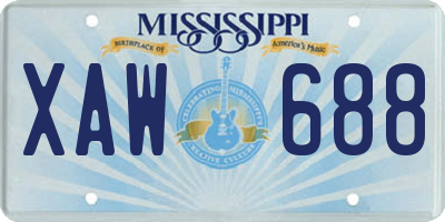 MS license plate XAW688