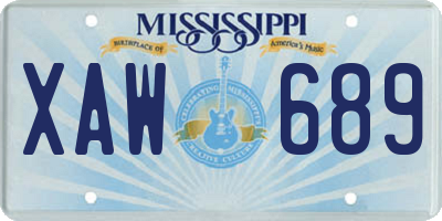 MS license plate XAW689