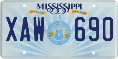 MS license plate XAW690