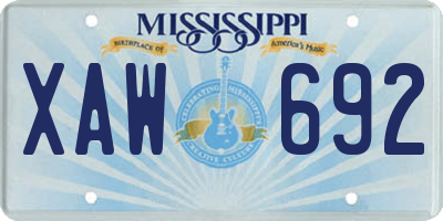 MS license plate XAW692