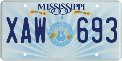 MS license plate XAW693