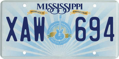 MS license plate XAW694