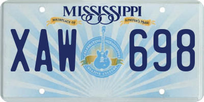 MS license plate XAW698