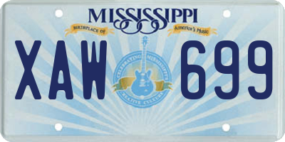 MS license plate XAW699