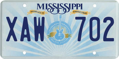 MS license plate XAW702