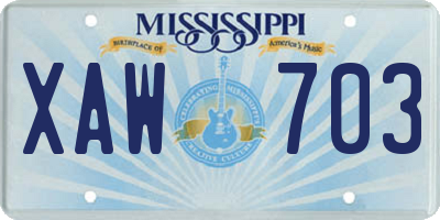 MS license plate XAW703