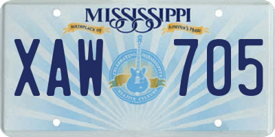 MS license plate XAW705