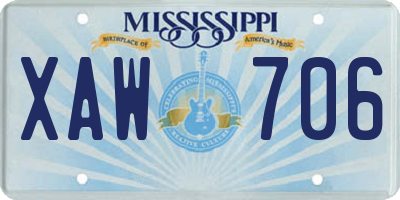 MS license plate XAW706