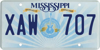 MS license plate XAW707