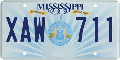 MS license plate XAW711