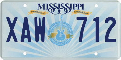MS license plate XAW712