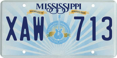 MS license plate XAW713