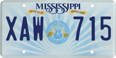 MS license plate XAW715