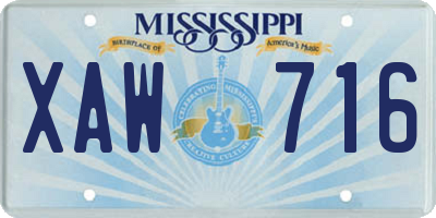 MS license plate XAW716