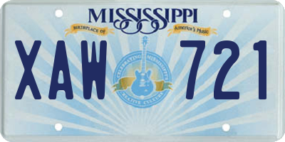 MS license plate XAW721
