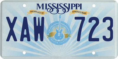 MS license plate XAW723