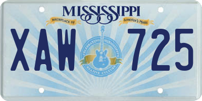 MS license plate XAW725