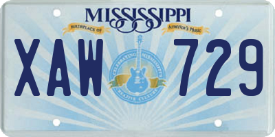 MS license plate XAW729