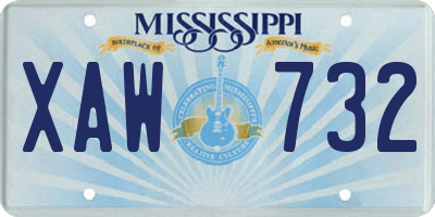 MS license plate XAW732
