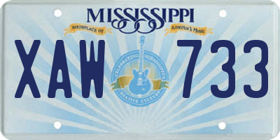 MS license plate XAW733