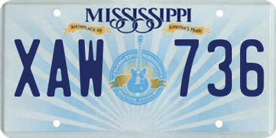 MS license plate XAW736